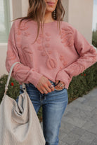 Boho Bloom Long Sleeve Embroidered Sweater-Sweater-Krush Kandy, Women's Online Fashion Boutique Located in Phoenix, Arizona (Scottsdale Area)