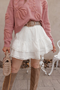 Delicate Viral Ruffle Lace Trim Skirt