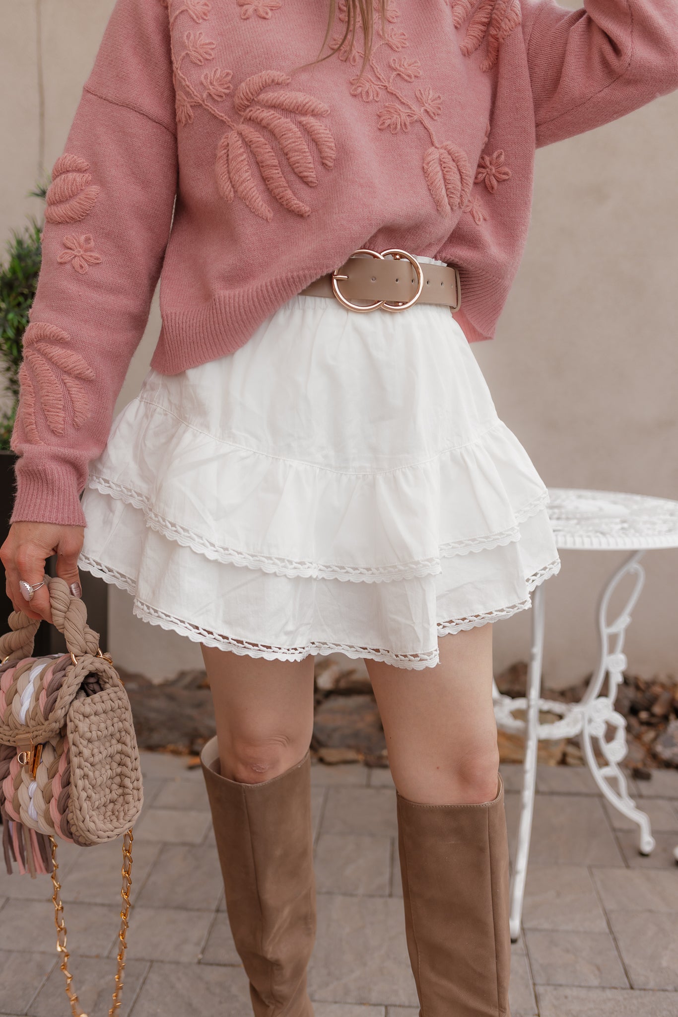 Delicate Viral Ruffle Lace Trim Skirt-Skirts-Krush Kandy, Women's Online Fashion Boutique Located in Phoenix, Arizona (Scottsdale Area)