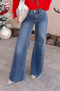 RISEN Everly High Rise Wide Leg Denim Jeans