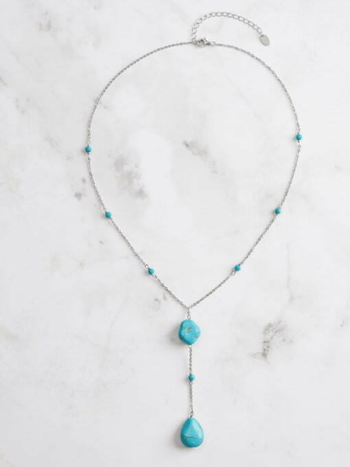 Turquoise Tassel Vintage Lariat Necklace-Necklaces-Krush Kandy, Women's Online Fashion Boutique Located in Phoenix, Arizona (Scottsdale Area)