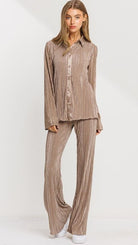 Relaxed Fit Pleated Set | 2 Colors-2 Piece Outfit Sets-Krush Kandy, Women's Online Fashion Boutique Located in Phoenix, Arizona (Scottsdale Area)