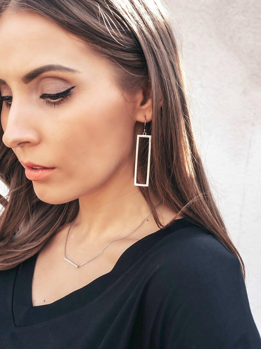 Krush Kouture: Keep An Open Mind Rectangle Earrings-Drop Earrings-Krush Kandy, Women's Online Fashion Boutique Located in Phoenix, Arizona (Scottsdale Area)