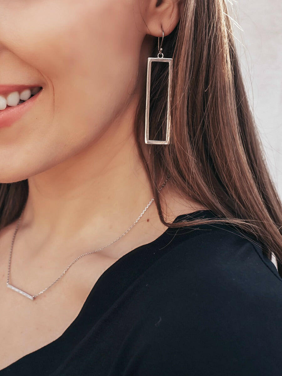 Krush Kouture: Keep An Open Mind Rectangle Earrings-Drop Earrings-Krush Kandy, Women's Online Fashion Boutique Located in Phoenix, Arizona (Scottsdale Area)