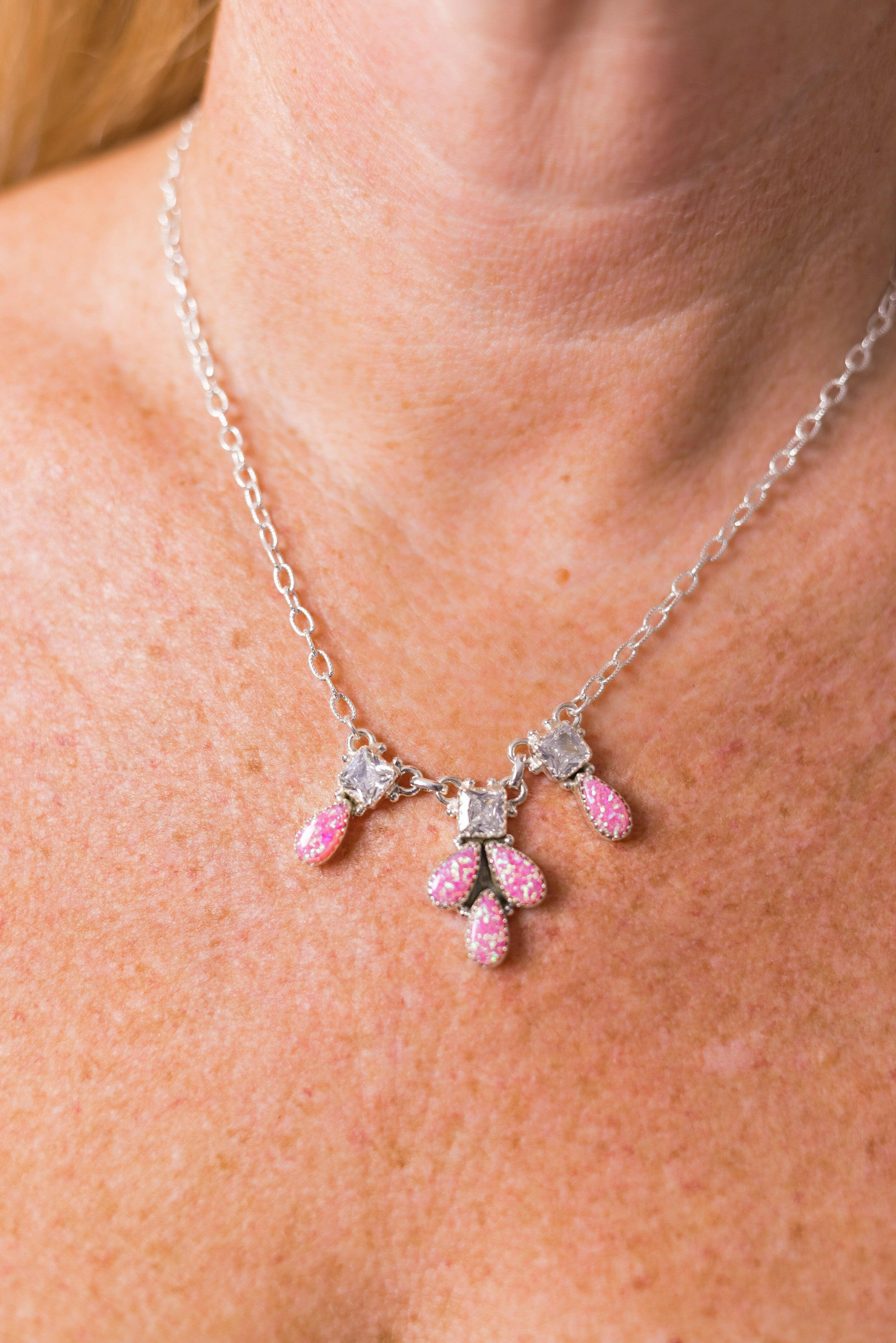 Sierra Opal Petals CZ Necklace-Necklaces-Krush Kandy, Women's Online Fashion Boutique Located in Phoenix, Arizona (Scottsdale Area)