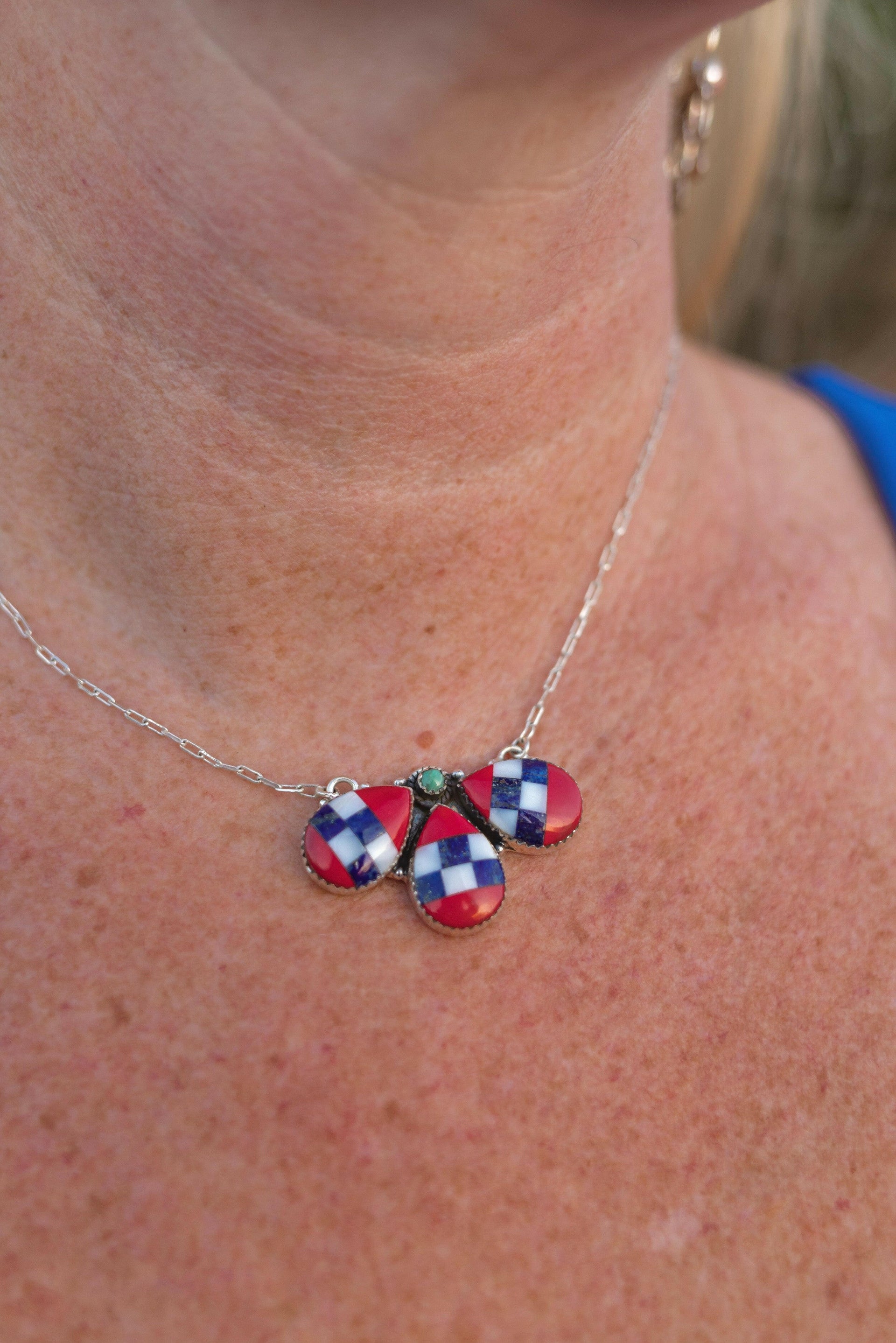 Checkered and Stripes Petals Necklace-Necklaces-Krush Kandy, Women's Online Fashion Boutique Located in Phoenix, Arizona (Scottsdale Area)