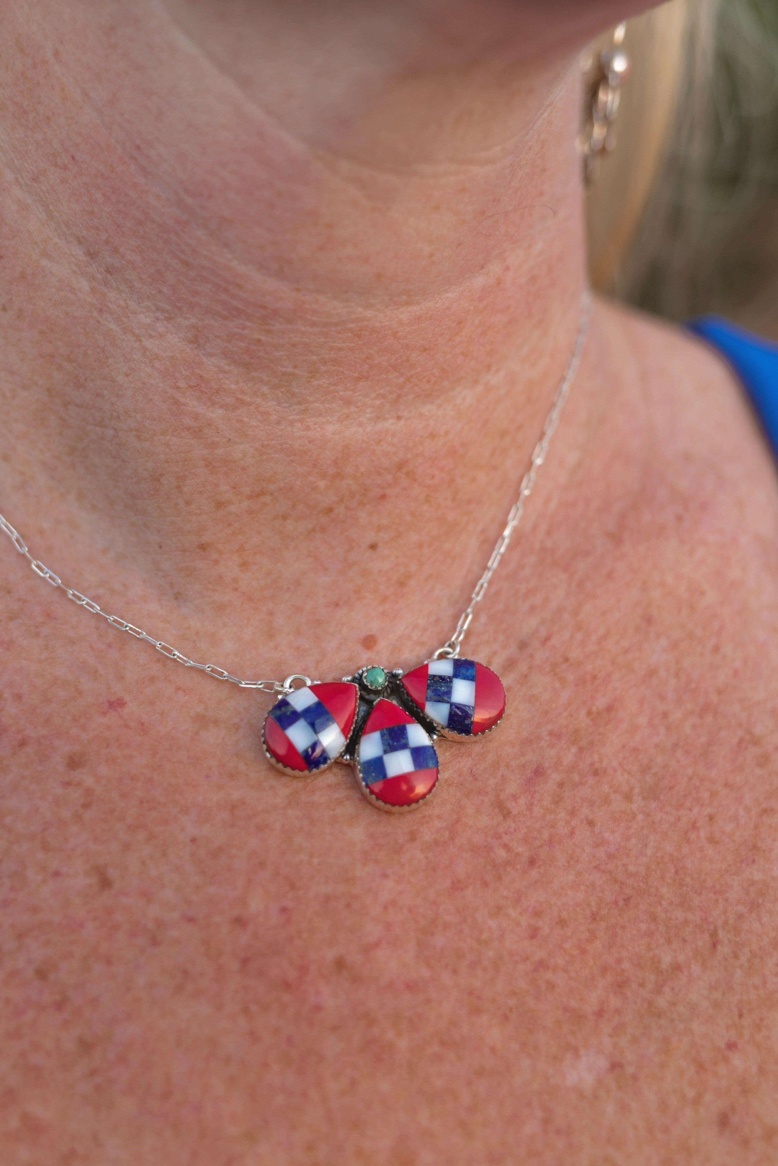 Checkered and Stripes Petals Necklace-Necklaces-Krush Kandy, Women's Online Fashion Boutique Located in Phoenix, Arizona (Scottsdale Area)