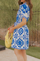 Printed Tie Waist Short Sleeve Dress-dresses-Krush Kandy, Women's Online Fashion Boutique Located in Phoenix, Arizona (Scottsdale Area)