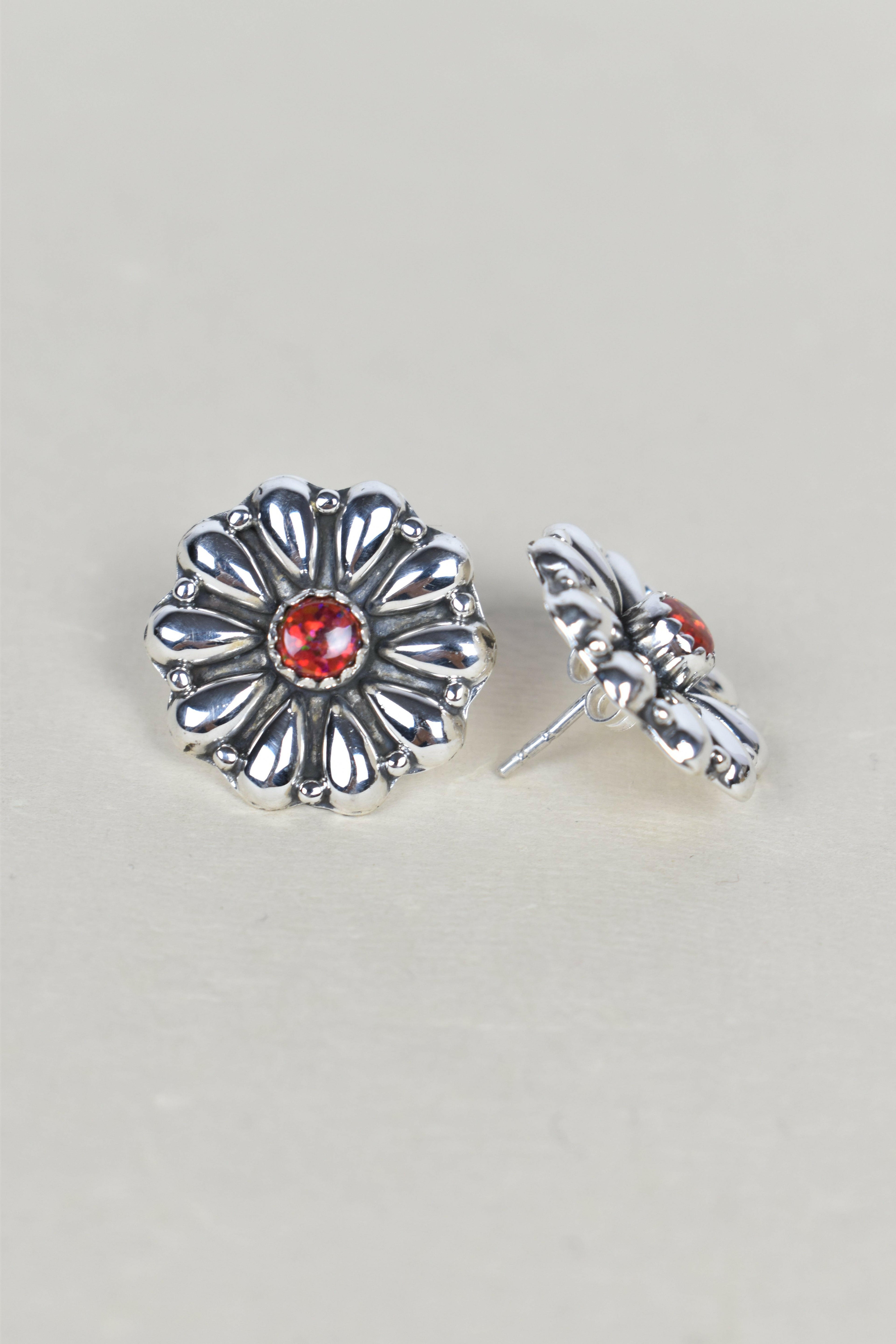 Sterling Silver Daisy Concho Stud Earrings-Stud Earrings-Krush Kandy, Women's Online Fashion Boutique Located in Phoenix, Arizona (Scottsdale Area)