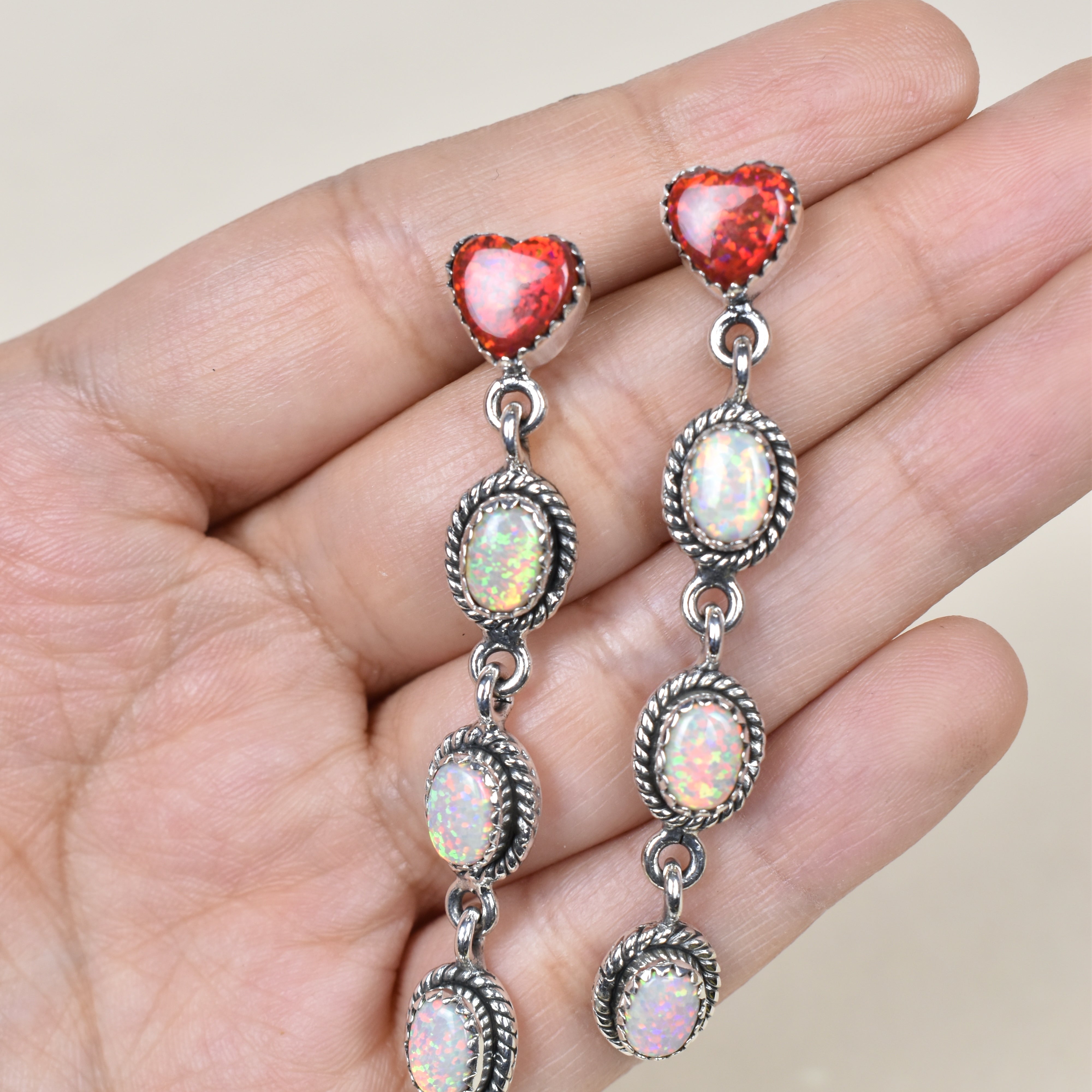 Heart And Stone Dangle Earrings-Drop Earrings-Krush Kandy, Women's Online Fashion Boutique Located in Phoenix, Arizona (Scottsdale Area)