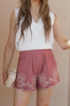 Umgee Full Size Linen Blend Shorts with Floral Embroidered Details Plus Size-Shorts-Krush Kandy, Women's Online Fashion Boutique Located in Phoenix, Arizona (Scottsdale Area)