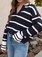 Valerie Stripe Long Sleeve Collar Sweater-Sweater-Krush Kandy, Women's Online Fashion Boutique Located in Phoenix, Arizona (Scottsdale Area)