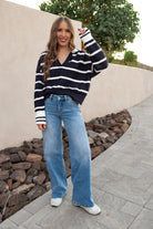 Valerie Stripe Long Sleeve Collar Sweater-Sweater-Krush Kandy, Women's Online Fashion Boutique Located in Phoenix, Arizona (Scottsdale Area)