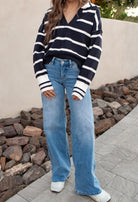 Valerie Stripe Long Sleeve Collar Sweater-Sweater-Krush Kandy, Women's Online Fashion Boutique Located in Phoenix, Arizona (Scottsdale Area)