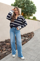 Valerie Stripe Long Sleeve Collar Sweater-Sweater-Krush Kandy, Women's Online Fashion Boutique Located in Phoenix, Arizona (Scottsdale Area)