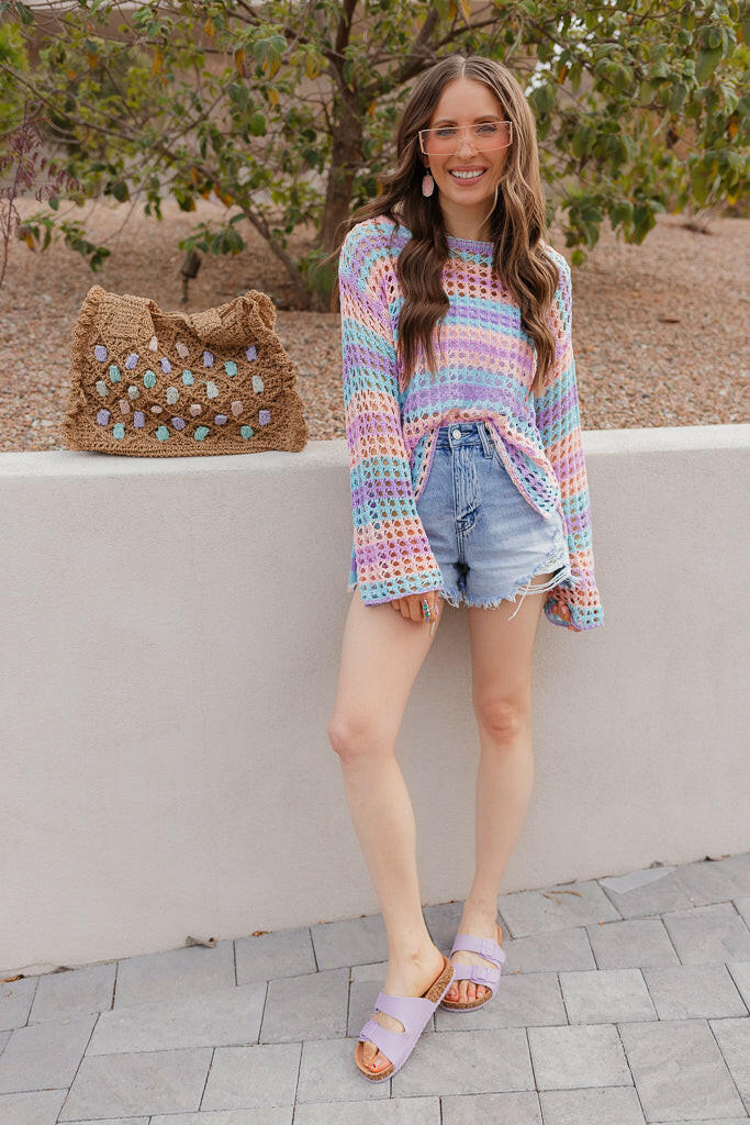 Dreamy Crotchet Pastel Top | S-XL-Sweaters-Krush Kandy, Women's Online Fashion Boutique Located in Phoenix, Arizona (Scottsdale Area)