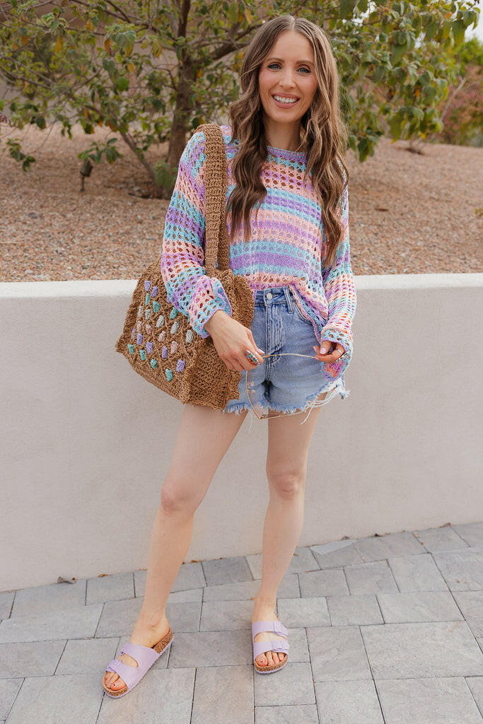 Dreamy Crotchet Pastel Top | S-XL-Sweaters-Krush Kandy, Women's Online Fashion Boutique Located in Phoenix, Arizona (Scottsdale Area)