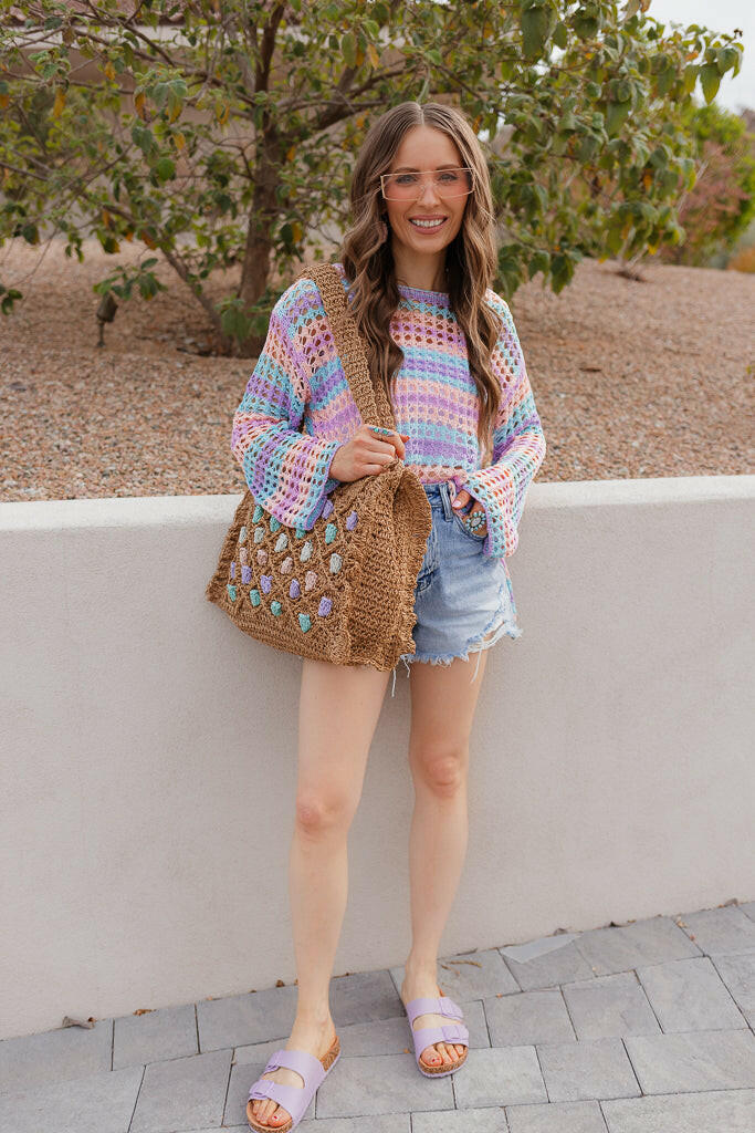 Dreamy Crotchet Pastel Top | S-XL-Sweaters-Krush Kandy, Women's Online Fashion Boutique Located in Phoenix, Arizona (Scottsdale Area)