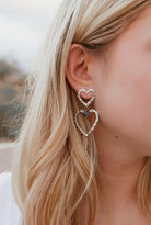 Double The Love Heart Stone Earrings-Drop Earrings-Krush Kandy, Women's Online Fashion Boutique Located in Phoenix, Arizona (Scottsdale Area)