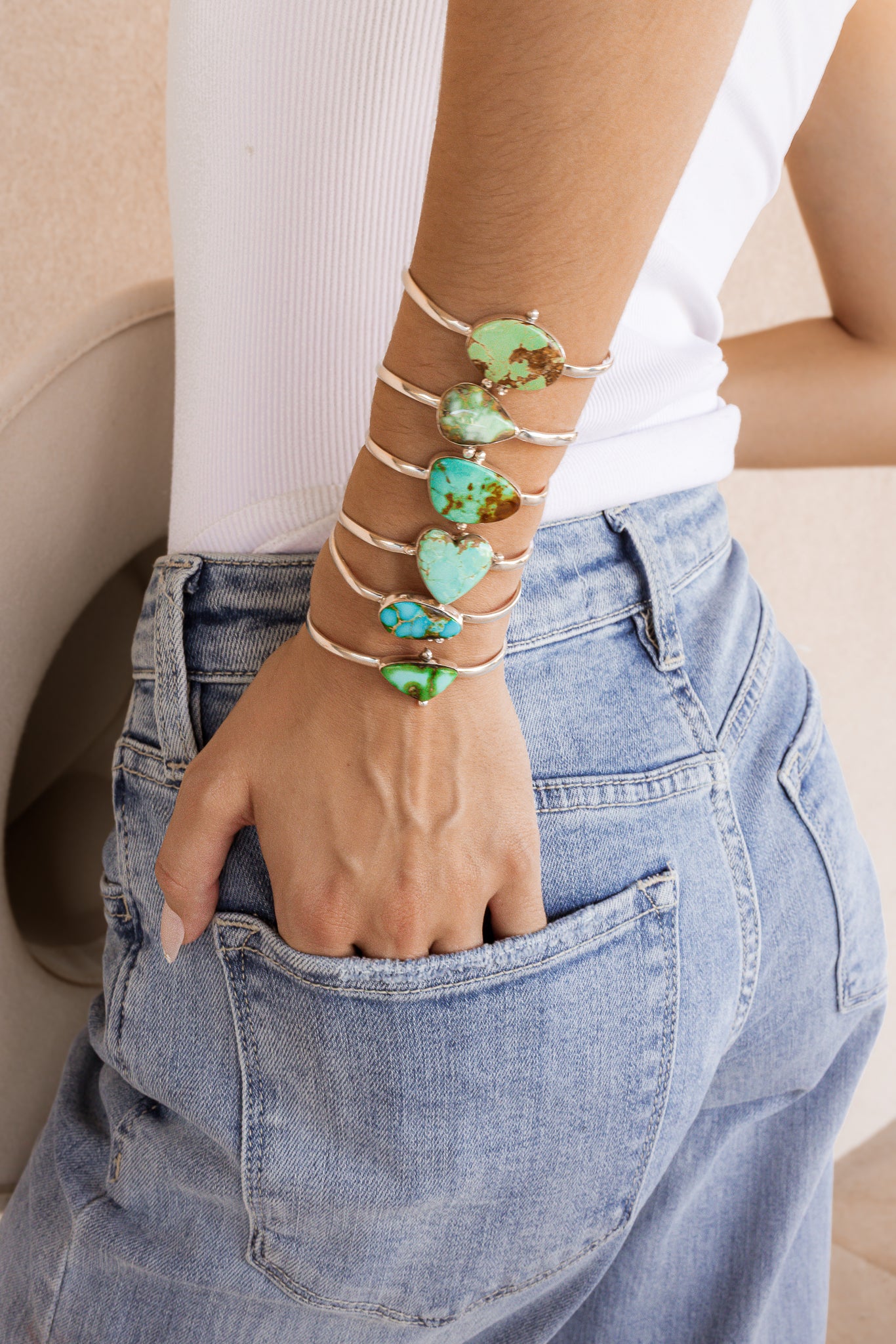 Stackable Sterling Silver Stone Cuffs-Bracelets-Krush Kandy, Women's Online Fashion Boutique Located in Phoenix, Arizona (Scottsdale Area)