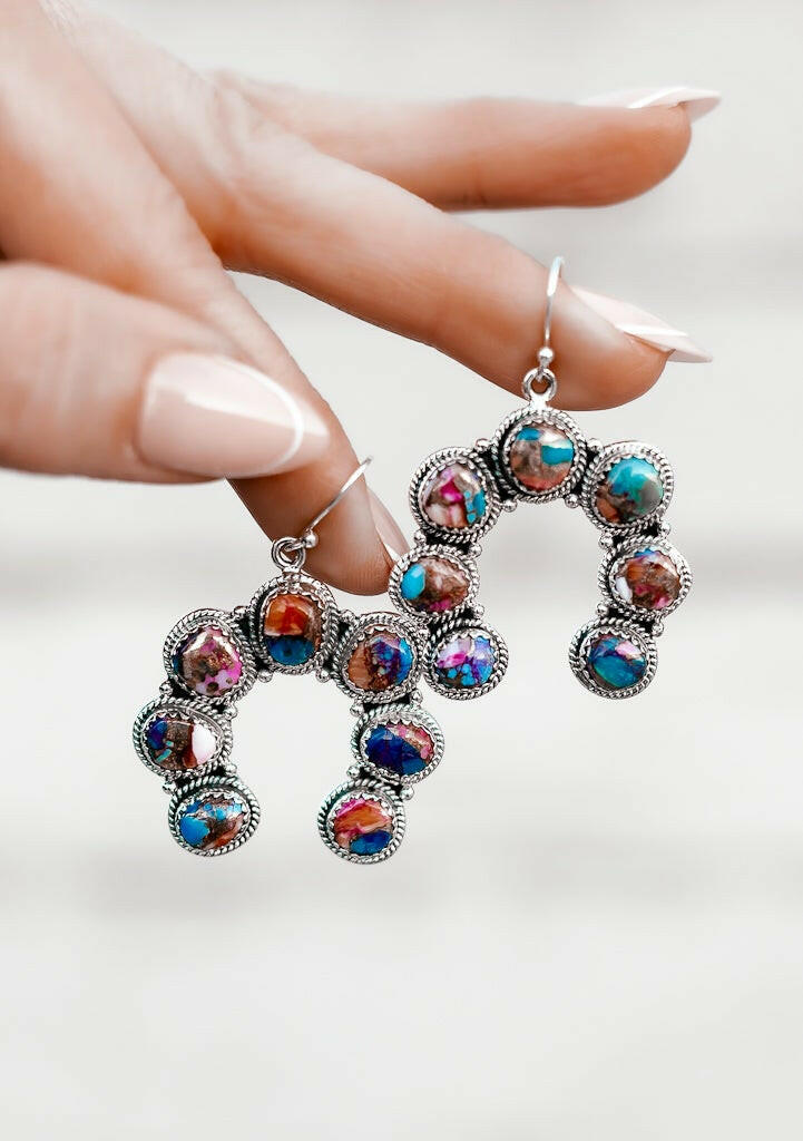 Wild About You Horseshoe Stone Earrings-Drop Earrings-Krush Kandy, Women's Online Fashion Boutique Located in Phoenix, Arizona (Scottsdale Area)