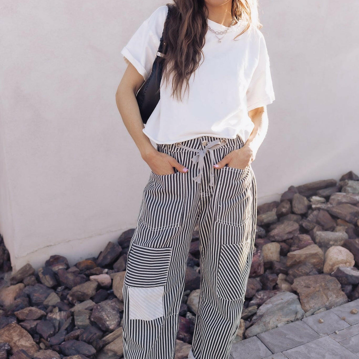 Patchwork Striped Pants with Adjustable Drawstring Waistband – Krush Kandy