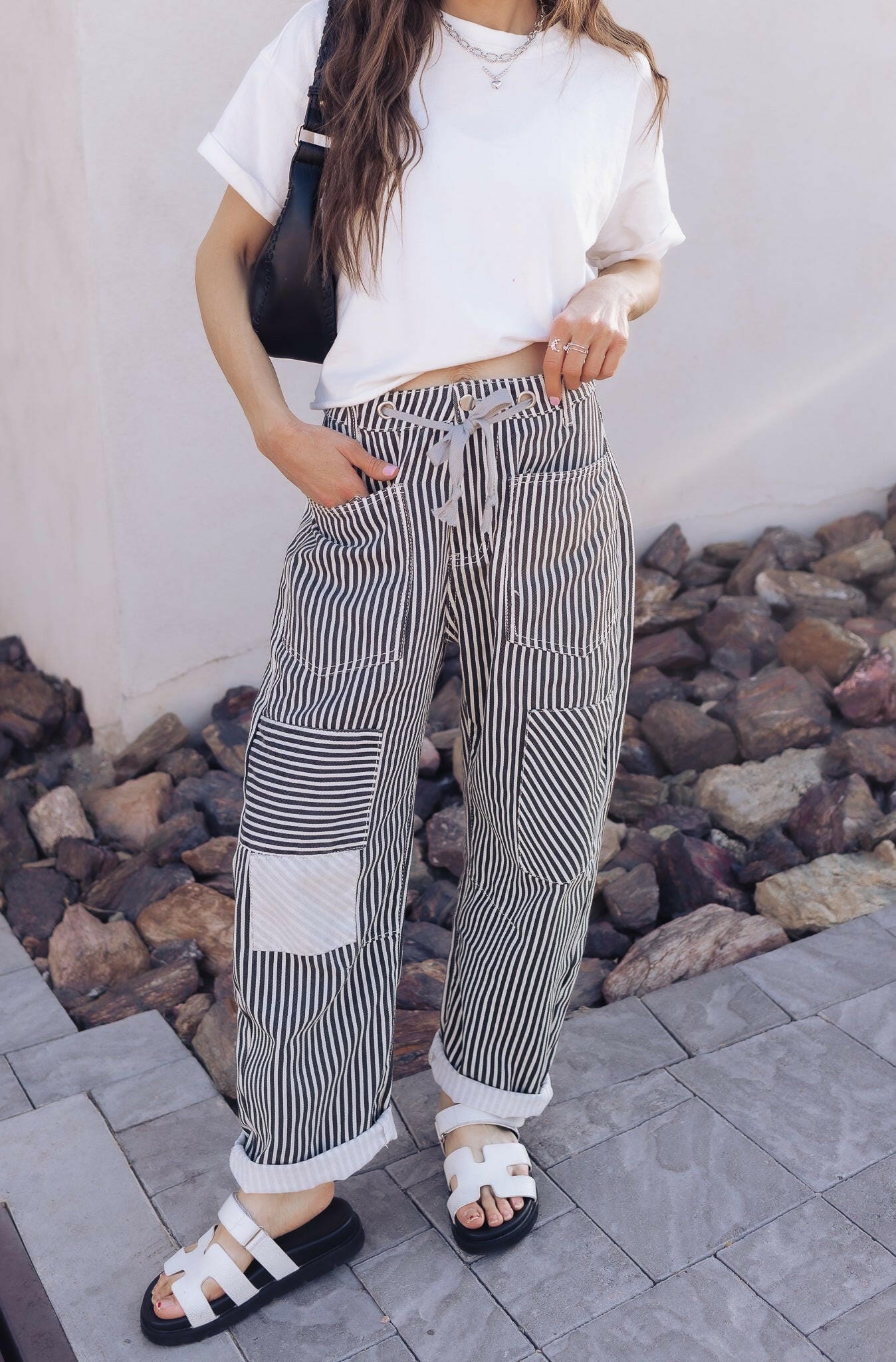 Sneakers Striped Wide Leg Pants Outfits Wide Leg Striped Pants