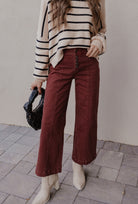 MICA Burnt Brick Red Wide Leg Denim Jeans-Jeans-Krush Kandy, Women's Online Fashion Boutique Located in Phoenix, Arizona (Scottsdale Area)