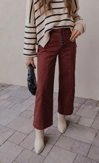 MICA Burnt Brick Red Wide Leg Denim Jeans