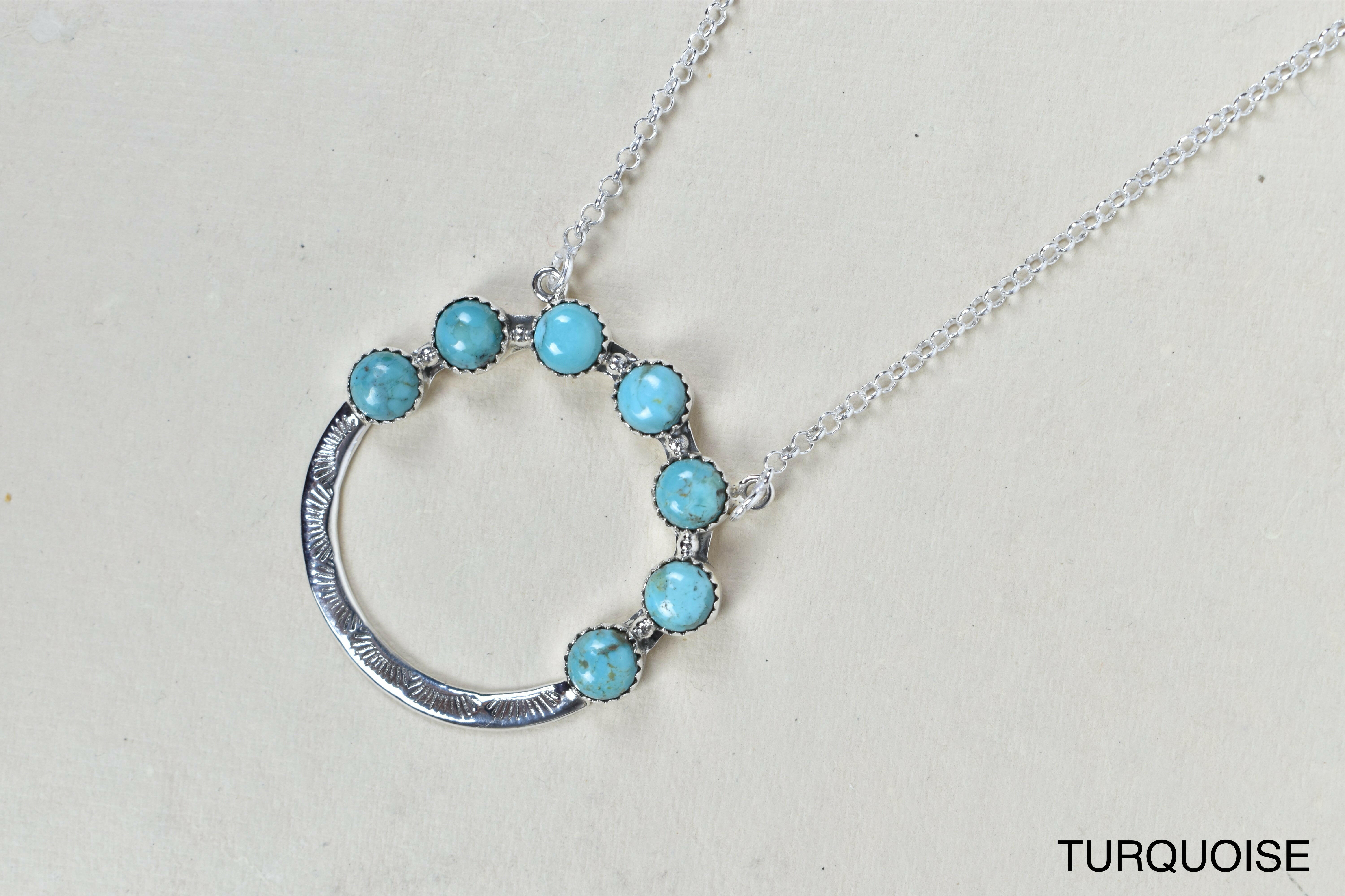 Luna's Crescent Gemstone Necklace-Pendant Necklaces-Krush Kandy, Women's Online Fashion Boutique Located in Phoenix, Arizona (Scottsdale Area)