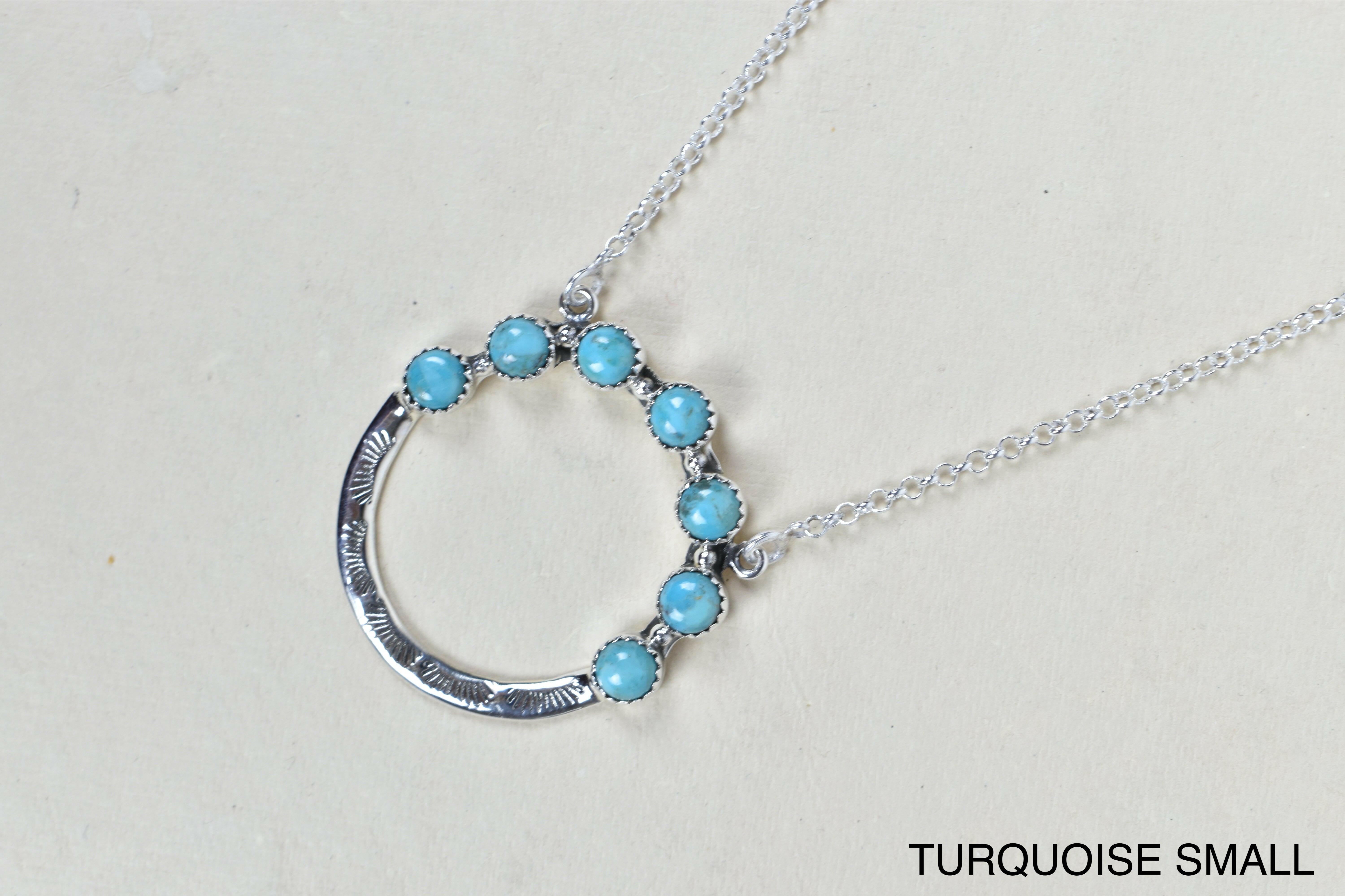 Luna's Crescent Gemstone Necklace-Pendant Necklaces-Krush Kandy, Women's Online Fashion Boutique Located in Phoenix, Arizona (Scottsdale Area)