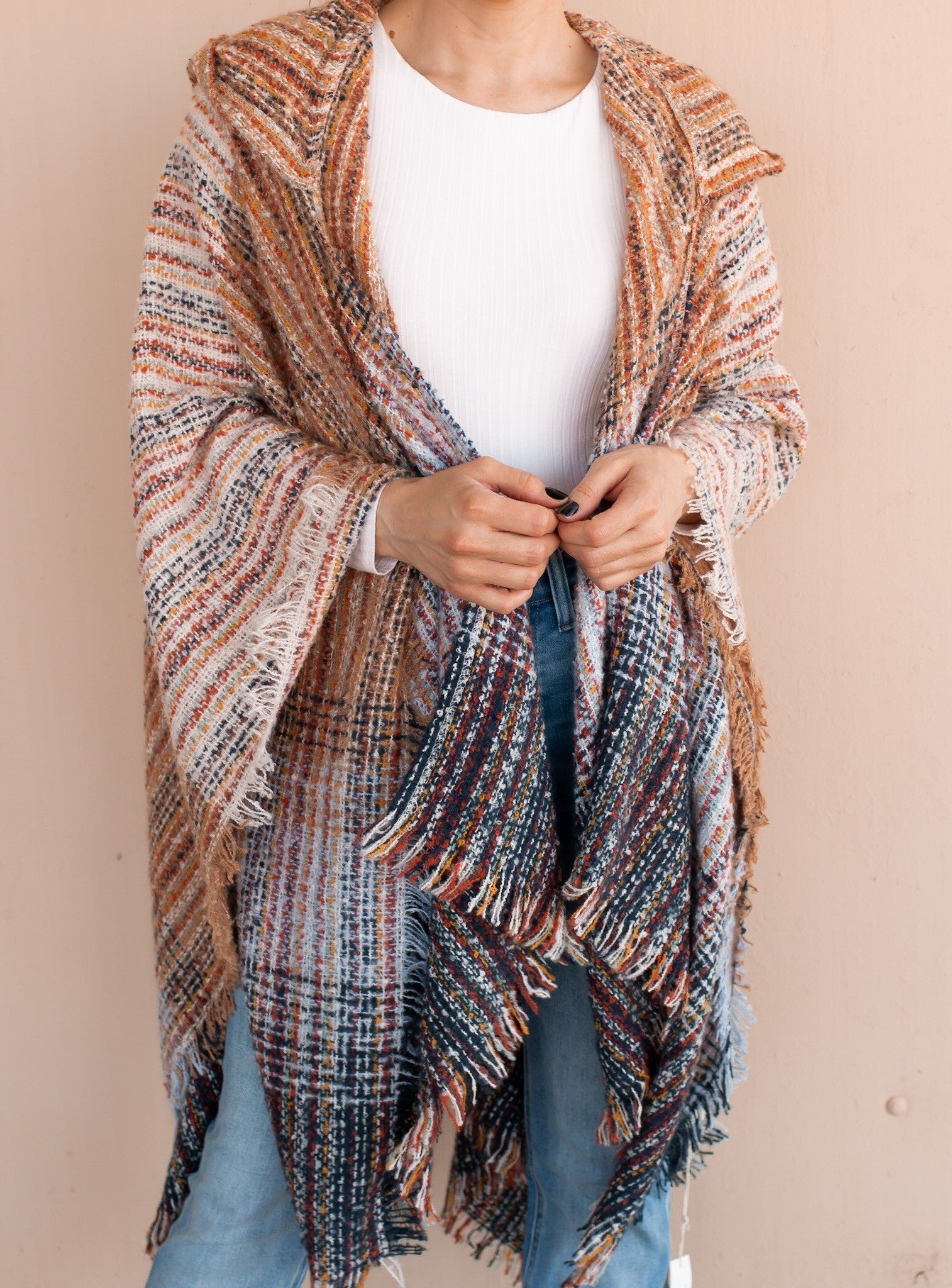 Blue Skies Tahoe Knit Poncho w/Hoodie-Hoodies-Krush Kandy, Women's Online Fashion Boutique Located in Phoenix, Arizona (Scottsdale Area)