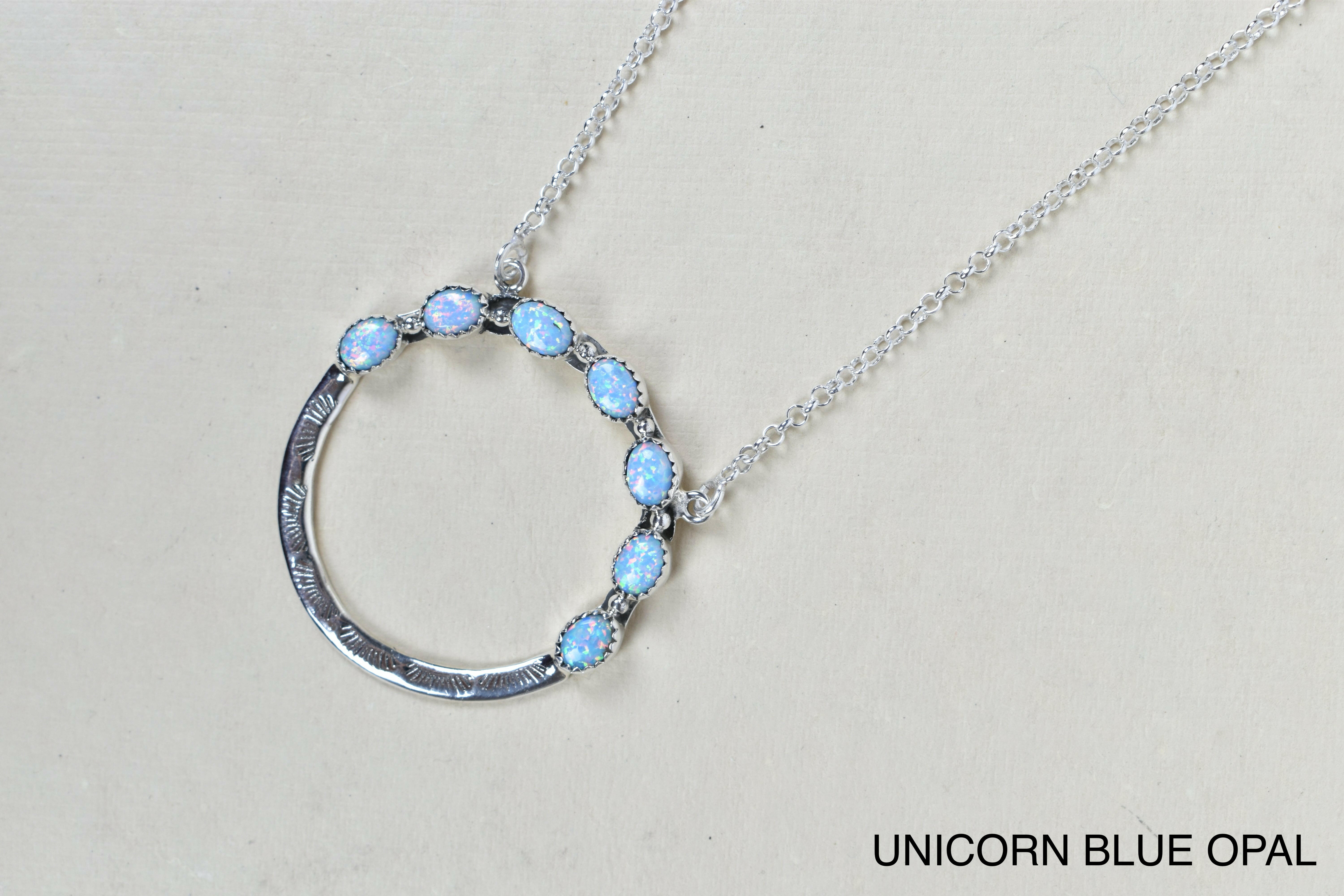 Luna's Crescent Gemstone Necklace-Pendant Necklaces-Krush Kandy, Women's Online Fashion Boutique Located in Phoenix, Arizona (Scottsdale Area)