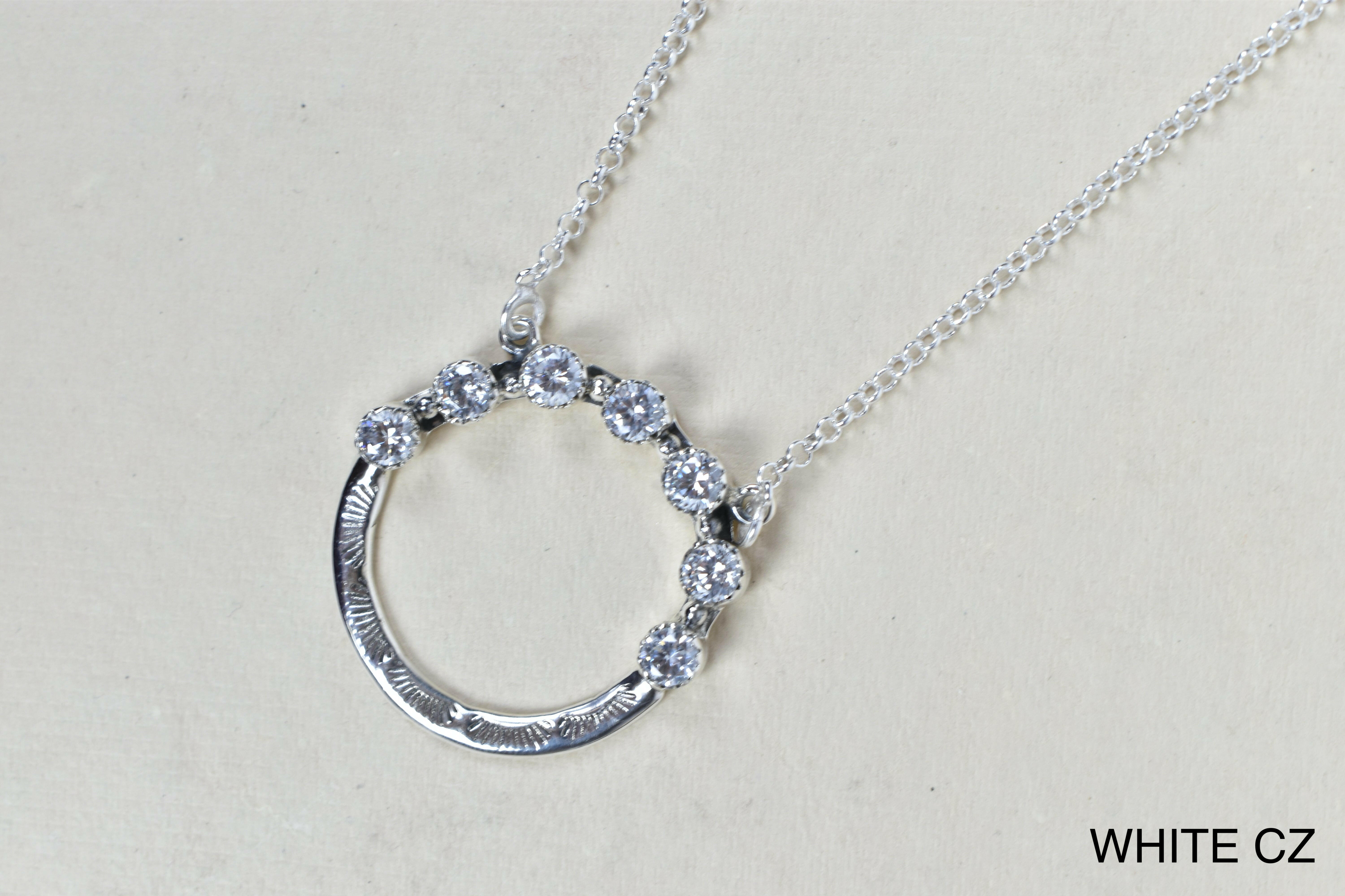 Luna's Crescent Gemstone Necklace-Pendant Necklaces-Krush Kandy, Women's Online Fashion Boutique Located in Phoenix, Arizona (Scottsdale Area)