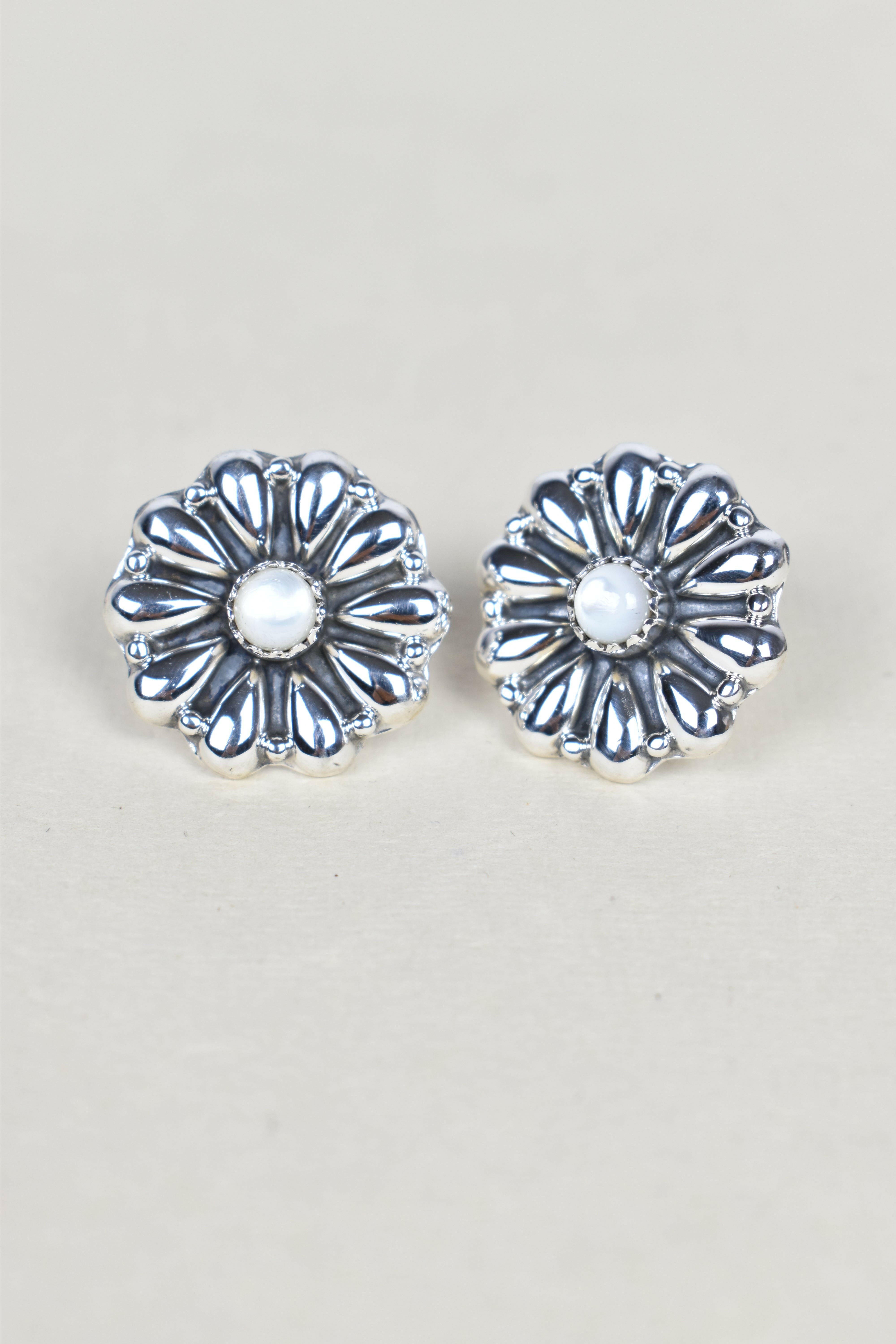 Sterling Silver Daisy Concho Stud Earrings-Stud Earrings-Krush Kandy, Women's Online Fashion Boutique Located in Phoenix, Arizona (Scottsdale Area)
