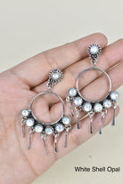 7 Jewel Hoop Studded Dangle Earring-Earrings-Krush Kandy, Women's Online Fashion Boutique Located in Phoenix, Arizona (Scottsdale Area)