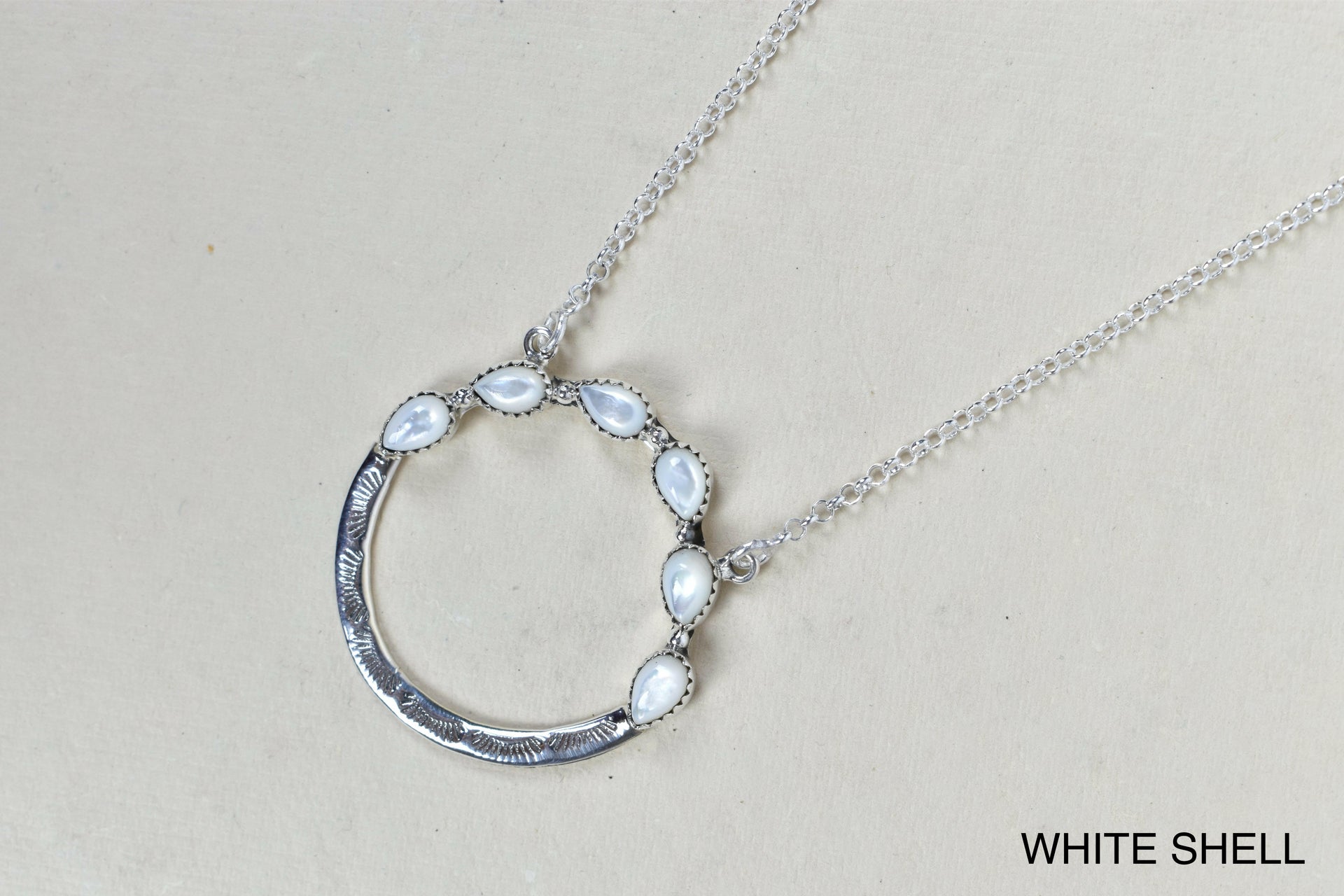 Luna's Crescent Gemstone Necklace-Pendant Necklaces-Krush Kandy, Women's Online Fashion Boutique Located in Phoenix, Arizona (Scottsdale Area)