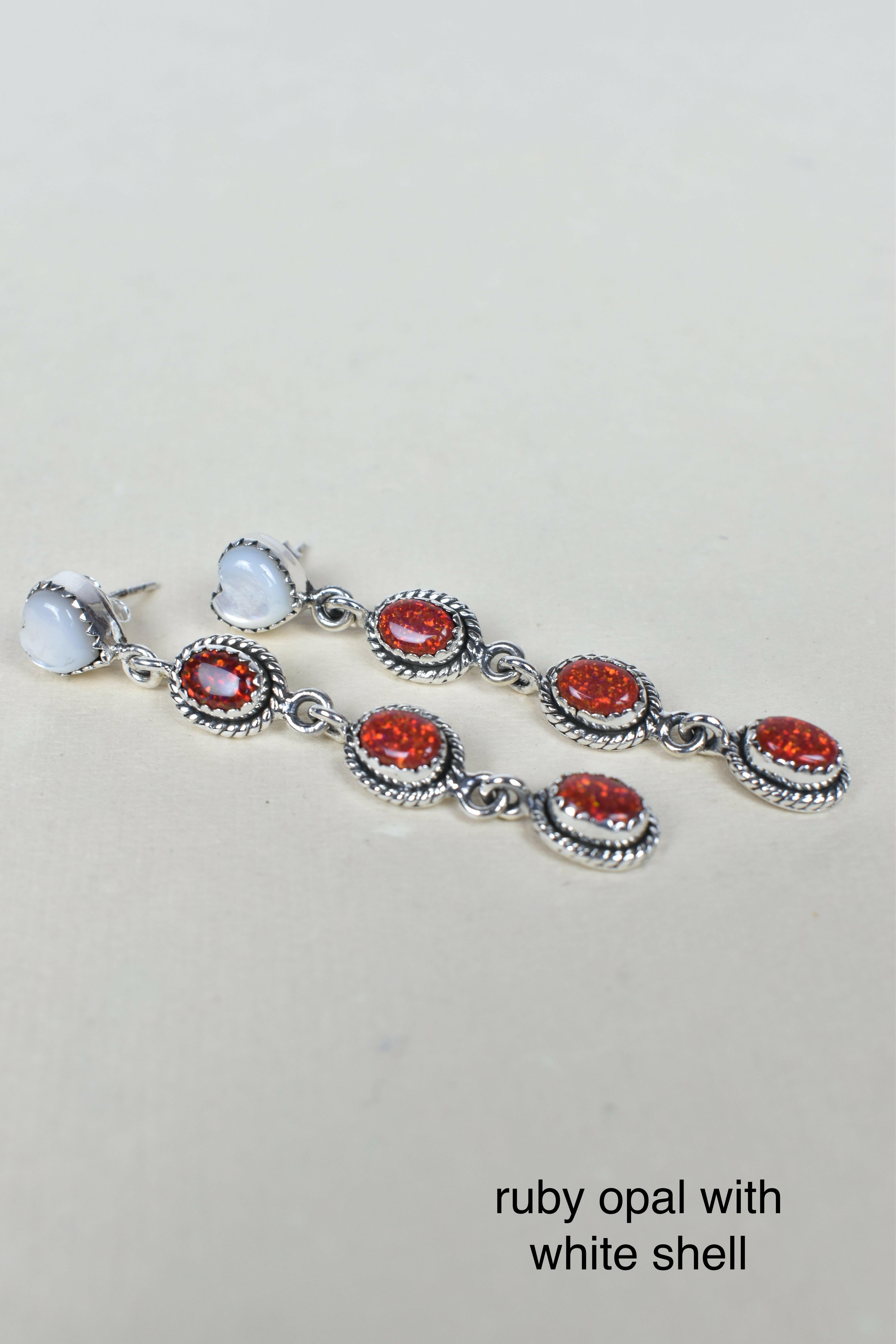 Heart And Stone Dangle Earrings-Drop Earrings-Krush Kandy, Women's Online Fashion Boutique Located in Phoenix, Arizona (Scottsdale Area)