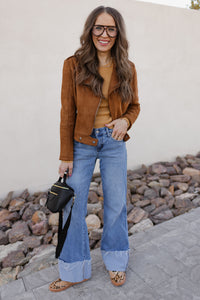 KANCAN Wide Leg Rolled Cuff Denim Jean