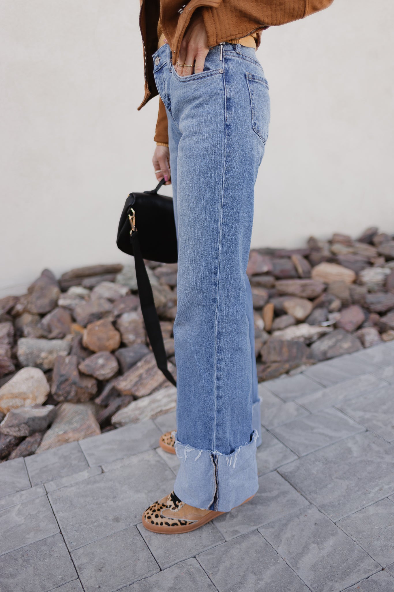 KANCAN Wide Leg Rolled Cuff Denim Jean-Jeans-Krush Kandy, Women's Online Fashion Boutique Located in Phoenix, Arizona (Scottsdale Area)