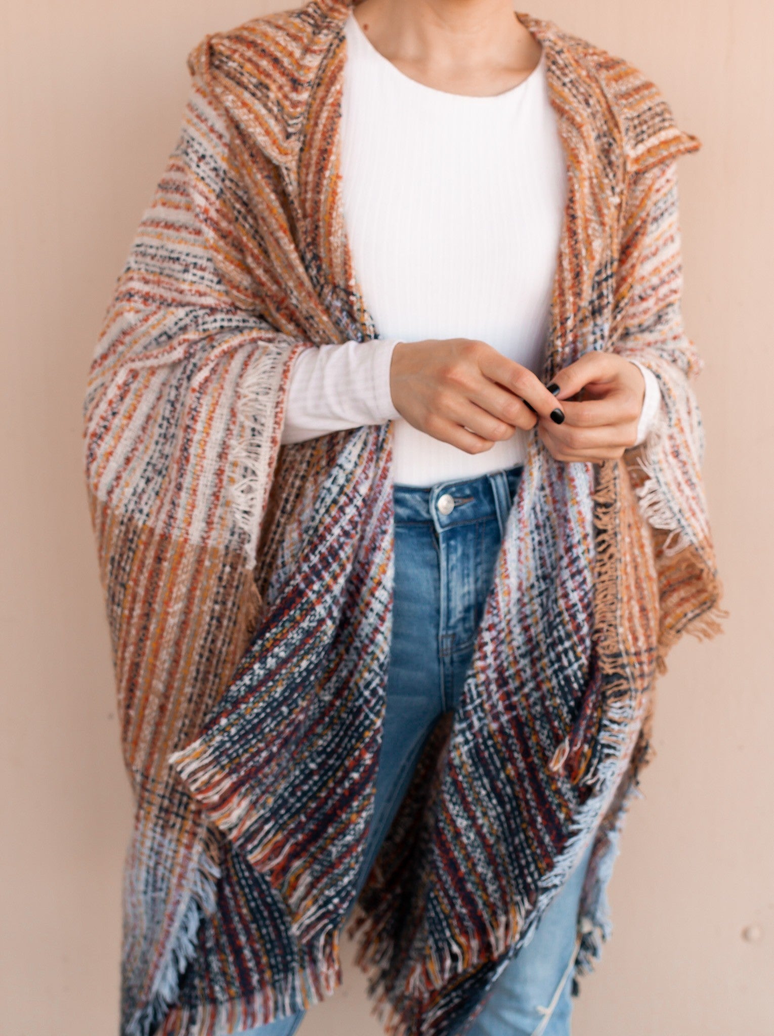 Blue Skies Tahoe Knit Poncho w/Hoodie-Hoodies-Krush Kandy, Women's Online Fashion Boutique Located in Phoenix, Arizona (Scottsdale Area)