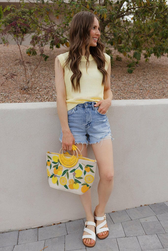 Golden Citrus Embroidered Tote-Purses & Bags-Krush Kandy, Women's Online Fashion Boutique Located in Phoenix, Arizona (Scottsdale Area)