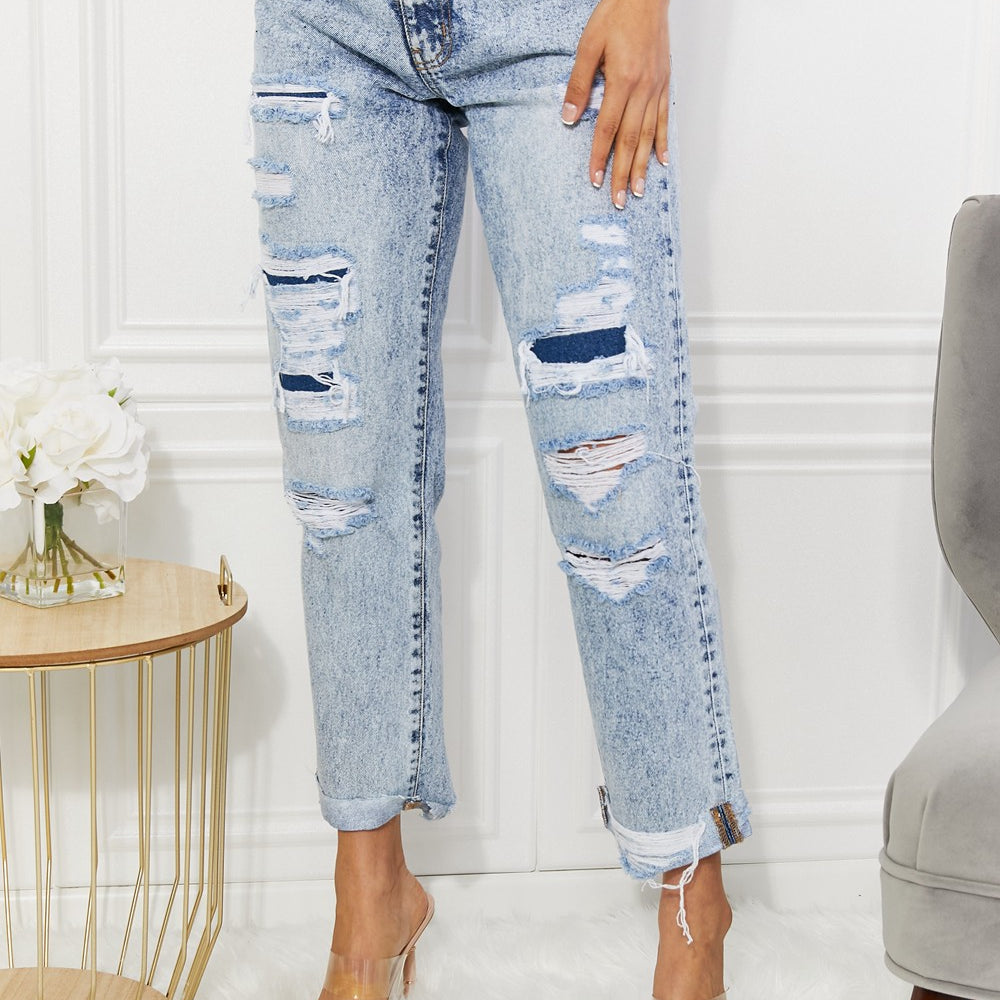 Kancan Kendra High Rise Distressed Straight Jeans-Jeans-Krush Kandy, Women's Online Fashion Boutique Located in Phoenix, Arizona (Scottsdale Area)