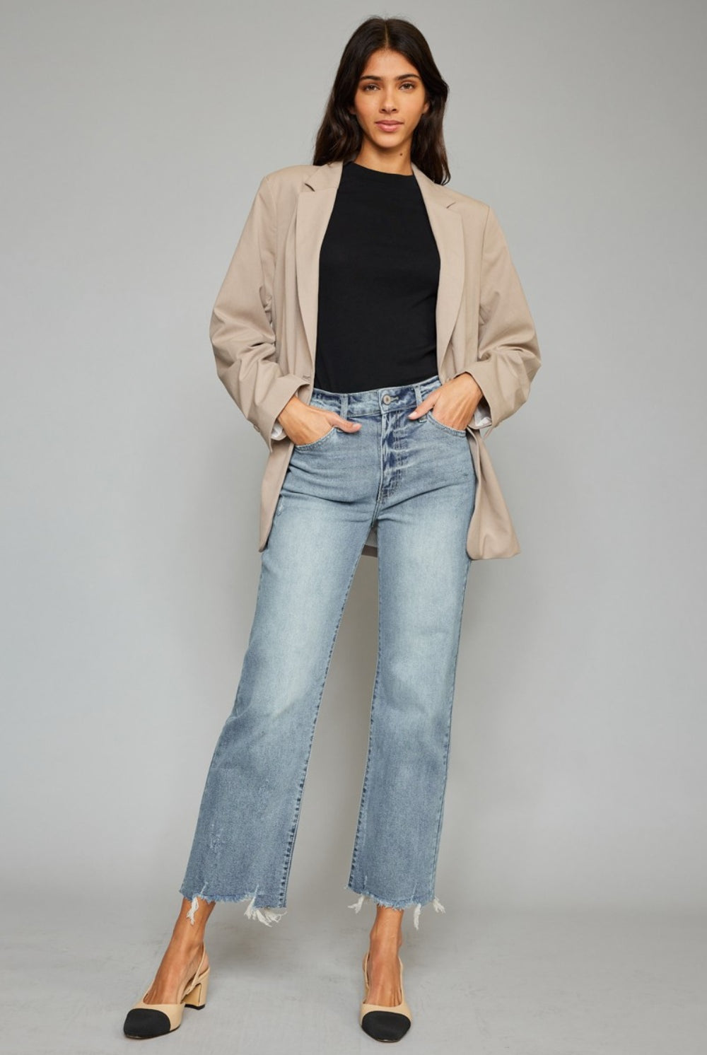 Kancan High Waist Raw Hem Cropped Wide Leg Jeans-Krush Kandy, Women's Online Fashion Boutique Located in Phoenix, Arizona (Scottsdale Area)