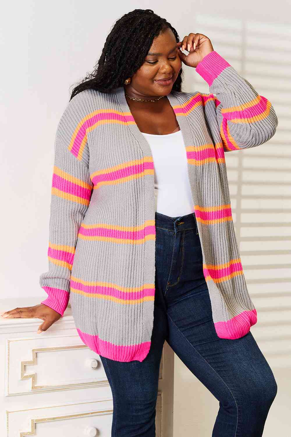 Woven Right Ribbed Long Sleeve Cardigan-Cardigans-Krush Kandy, Women's Online Fashion Boutique Located in Phoenix, Arizona (Scottsdale Area)