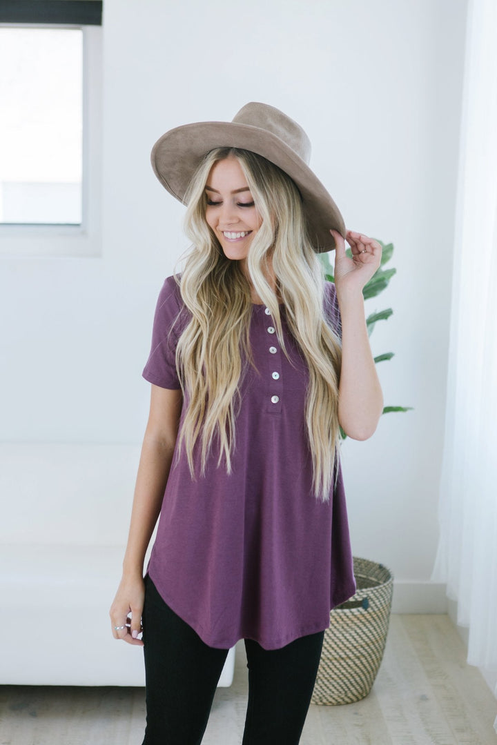 (S-XL/25 Colors) Weekend Fun Short Sleeve Button Tunic-Short Sleeve Tops-Krush Kandy, Women's Online Fashion Boutique Located in Phoenix, Arizona (Scottsdale Area)