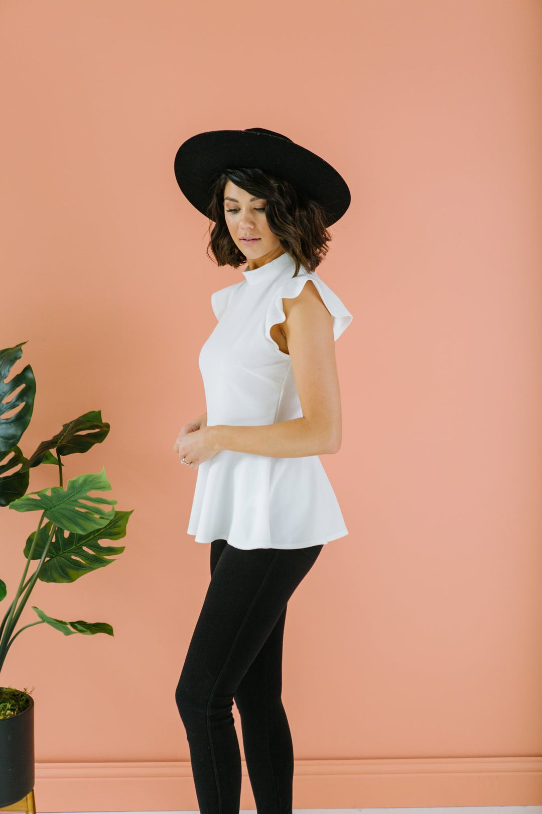 Ruffle Sleeve Peplum Top-Short Sleeve Tops-Krush Kandy, Women's Online Fashion Boutique Located in Phoenix, Arizona (Scottsdale Area)