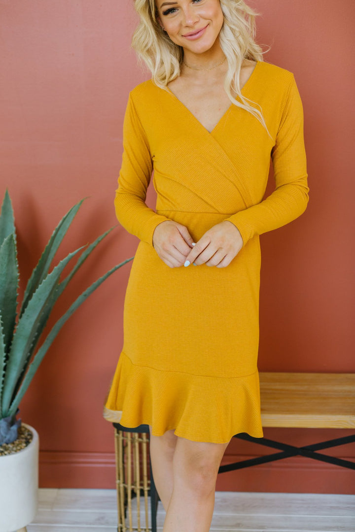Ruffle Hem Wrap Dress-Dresses-Krush Kandy, Women's Online Fashion Boutique Located in Phoenix, Arizona (Scottsdale Area)
