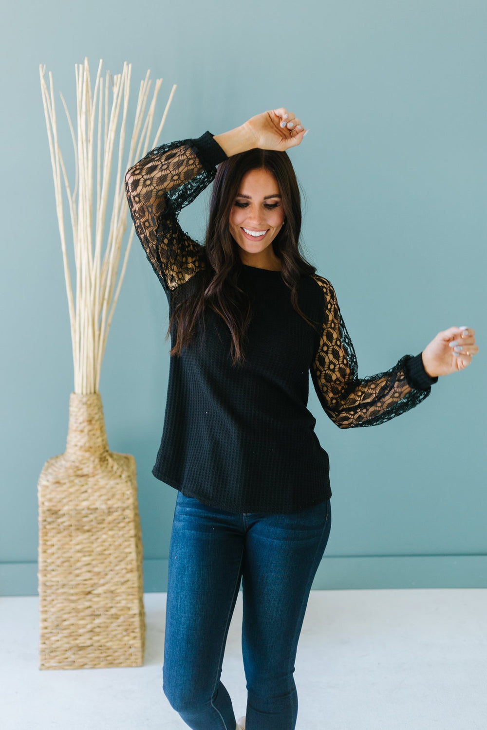 Lace Sleeve Fall Tunic-Long Sleeve Tops-Krush Kandy, Women's Online Fashion Boutique Located in Phoenix, Arizona (Scottsdale Area)