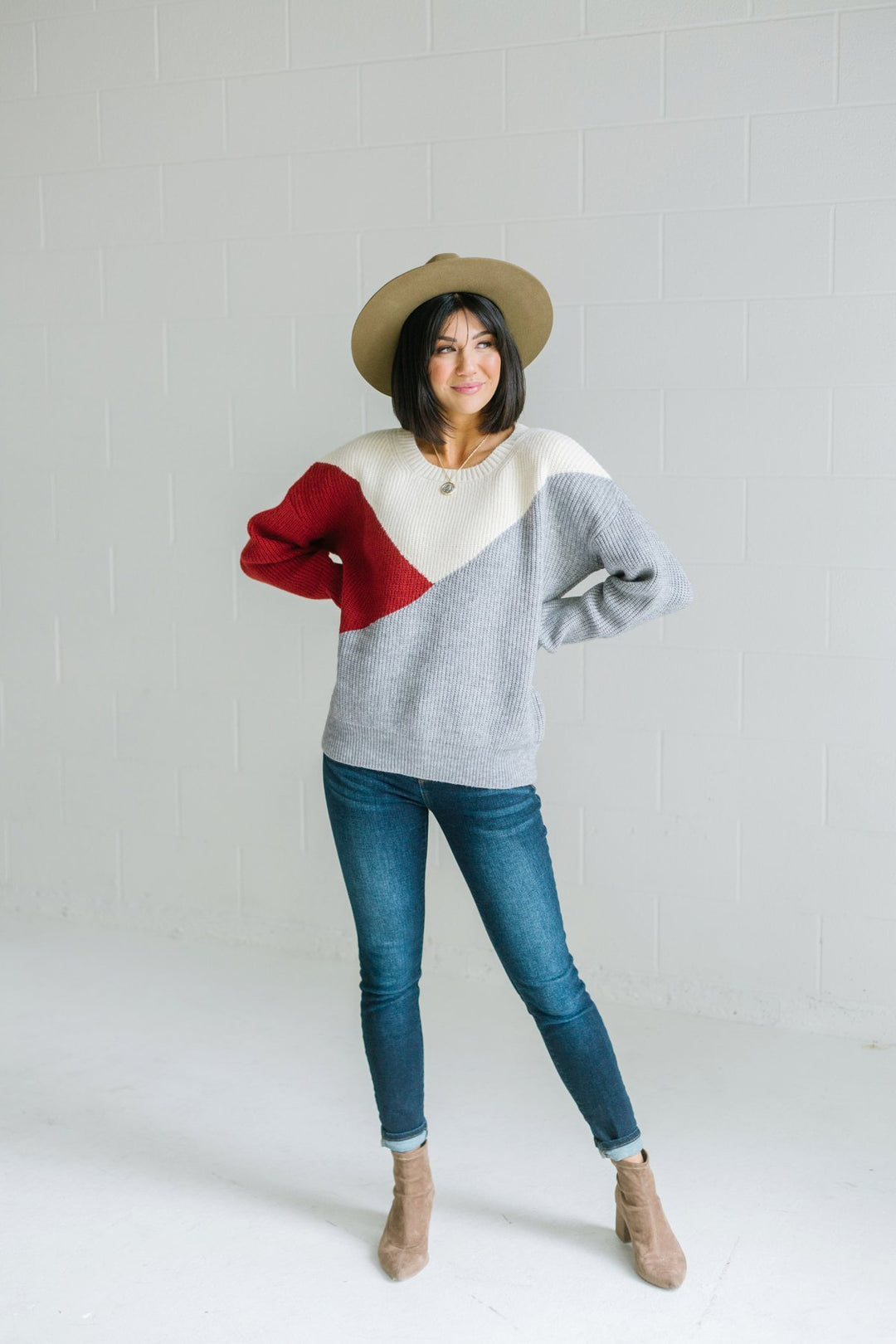 Color Mix Knit Sweater-Sweaters-Krush Kandy, Women's Online Fashion Boutique Located in Phoenix, Arizona (Scottsdale Area)
